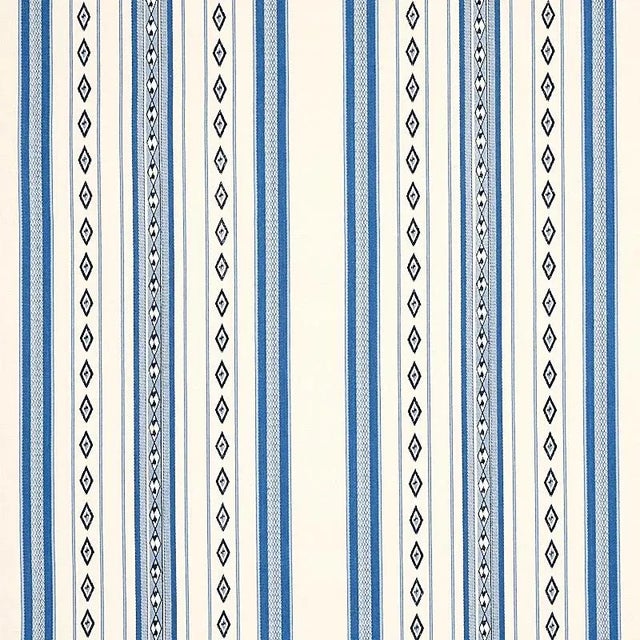 Schumacher Dakota Stripe Fabric in Blue For Sale