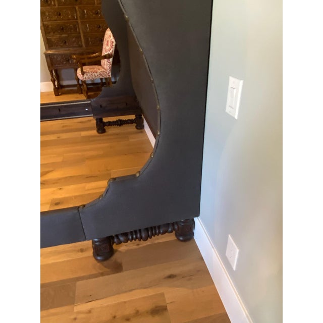 Textile 1990s Upholstered King Bed With 2 Sets of Side Rails For Sale - Image 7 of 11