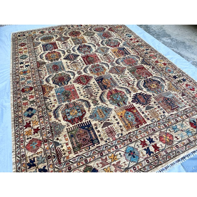 Islamic Hand-Knotted Afghan Kazak Wool Area Rug - 9'0" X 11'10 For Sale - Image 3 of 12