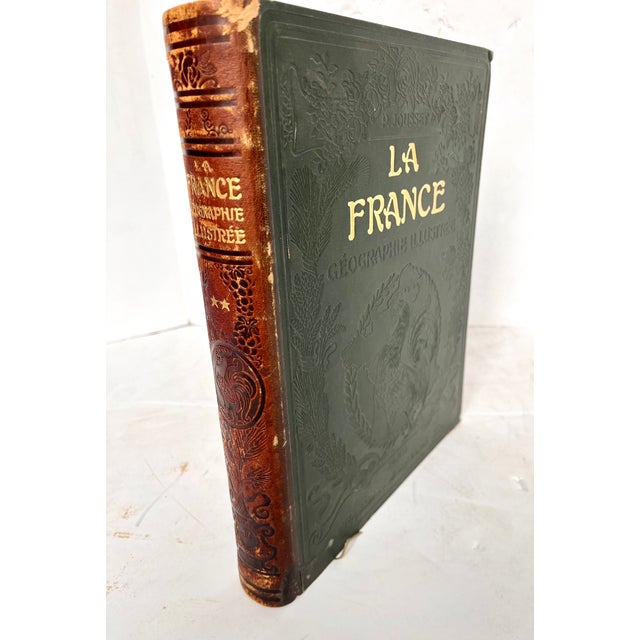 Antique French Illustrated Leather Bound Geography Book For Sale - Image 13 of 16