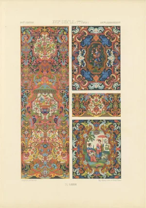 After Racinet, Baroque and Pastoral Motifs, Decorative Panels Plate LXXXIII, 1869, Print