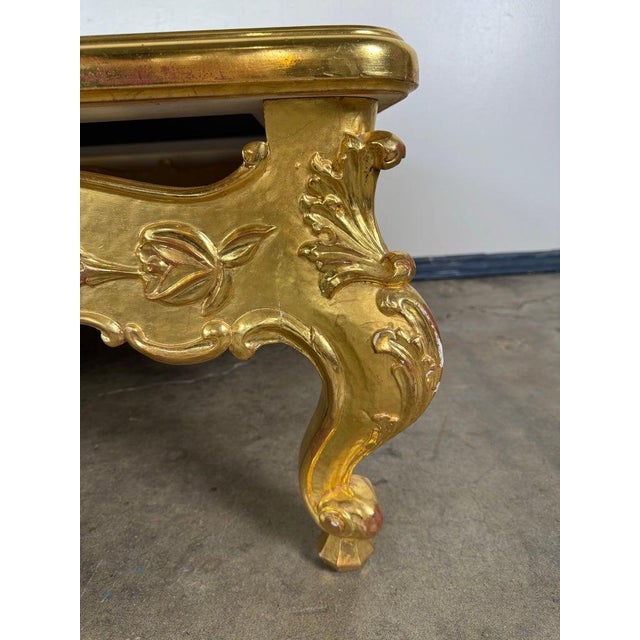 Giltwood Rococo Coffee Table With Antiqued Mirrored Top For Sale - Image 16 of 17