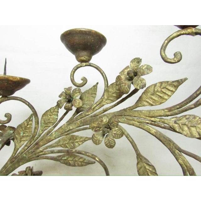 Pair of Antique Italian Wrought Iron Candelabras For Sale - Image 4 of 18