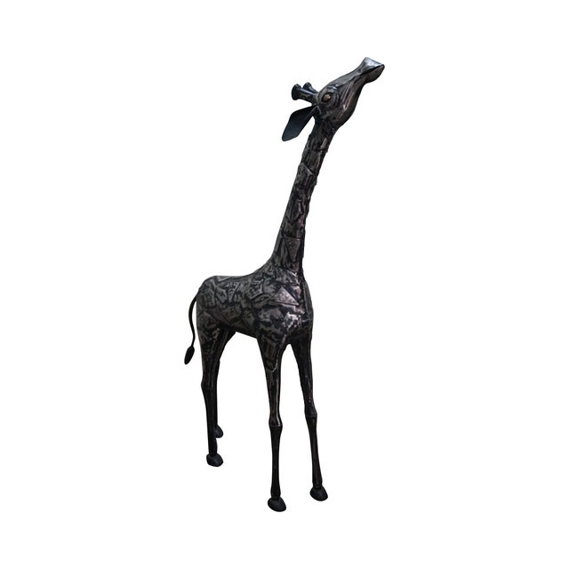 Steel Patchwork Standing Giraffe Statue Sculpture | Chairish