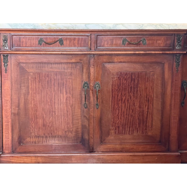 1920s French Mahogany Marble Top Server With Rounded Ends For Sale - Image 6 of 11