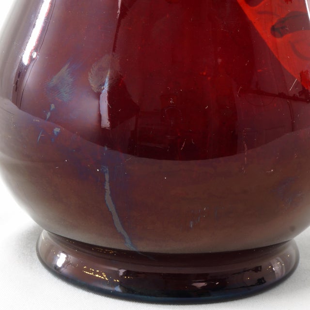 Glass Victorian Bohemian Flashed Ruby Glass Vase 19th Century For Sale - Image 7 of 9