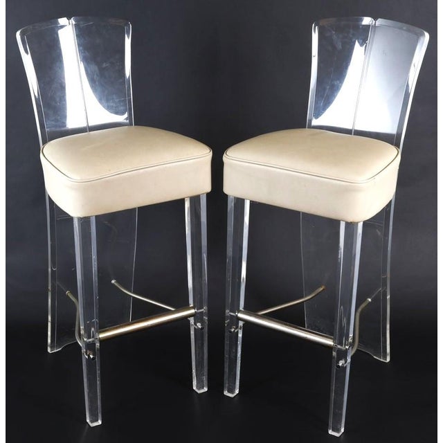 Mid-Century Modern 1970s Pair MCM Lucite Bar Chairs / Stools by Hill Manufacturing Co. For Sale - Image 3 of 10