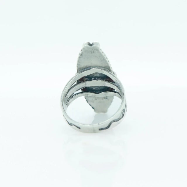 Vintage Southwestern Navajo Sterling Silver and Turquoise Ring For Sale - Image 9 of 10