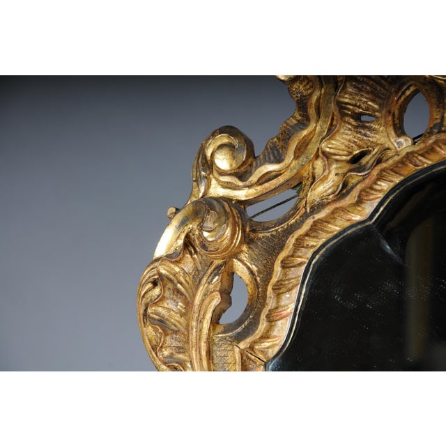 Venetian Baroque Ornately Gilded Wall Mirror, 19th Century For Sale - Image 9 of 18