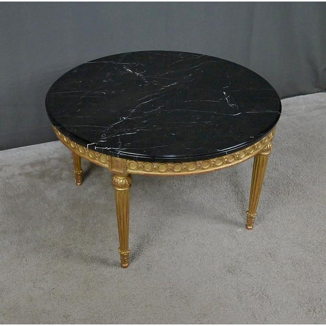 Mid-Century Louis XVI Style Marble and Giltwood Coffee Table For Sale - Image 3 of 16