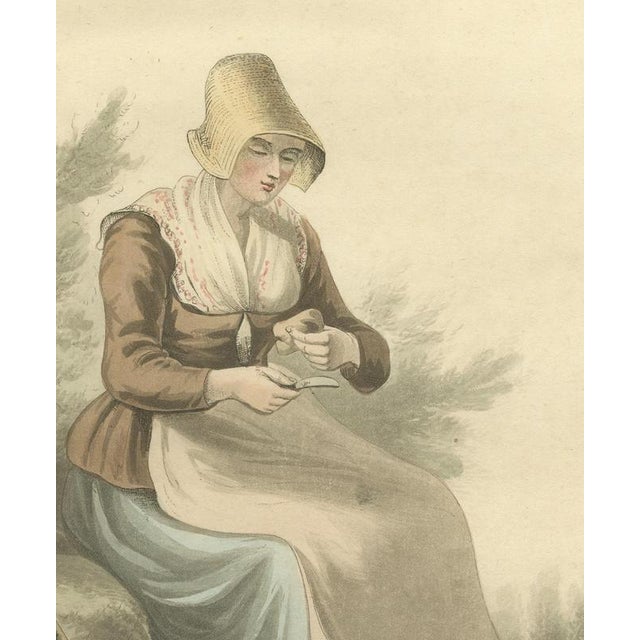After Miss Semple, Woman of Brabant Resting with Staff and Bundle, 1817, Engraving For Sale - Image 4 of 9