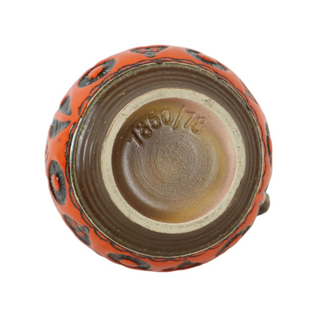 1970s West German Orange Pottery Wekara Vase, 1960s For Sale - Image 5 of 10