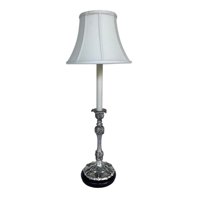 Barbara Crosgrove Traditional Antique Silver Buffet Lamp For Sale