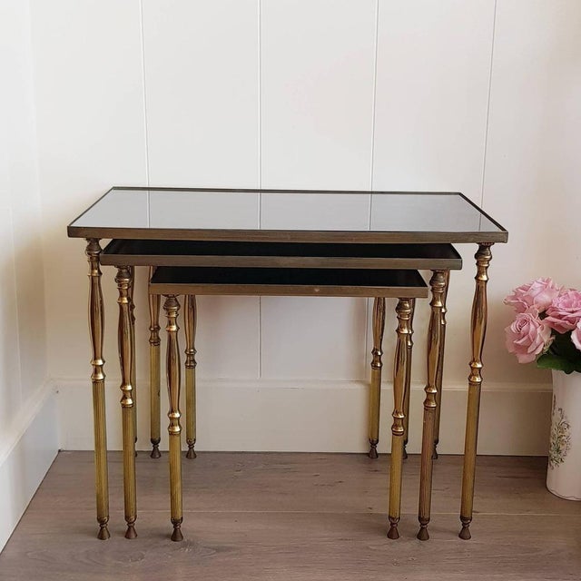 Mid-Century Brass Nesting Tables, 1960s, Set of 3 For Sale - Image 6 of 9