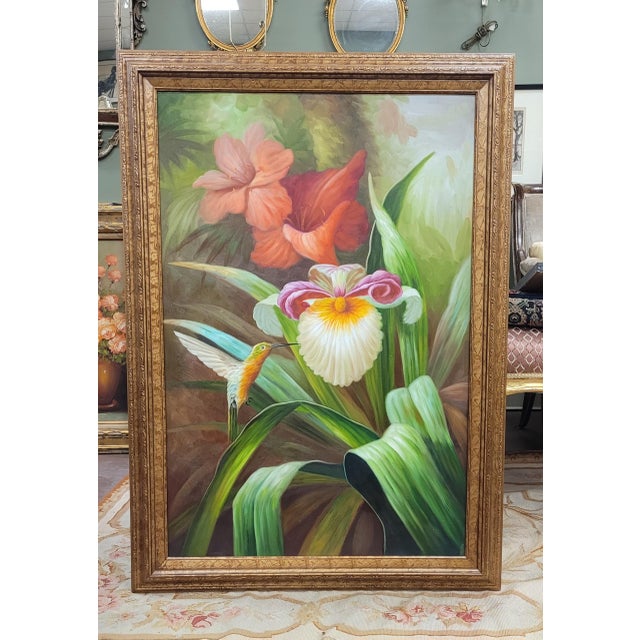 1980s Beautiful Hummingbird Oil Painting For Sale In Philadelphia - Image 6 of 10