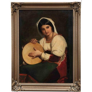 Unknown, Italian Girl with a Tambourine, 1890s, Oil on Canvas, Framed For Sale