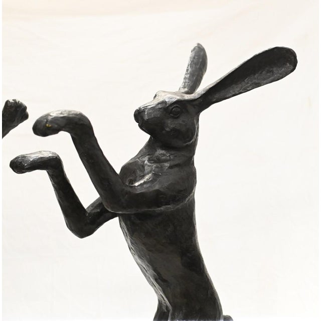 Bronze Boxing Hares Statues, Set of 2 For Sale - Image 4 of 13
