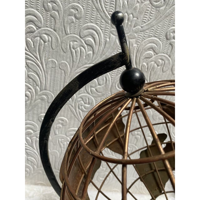 Mid-Century Modern Brass and Iron Hand Made Globe For Sale - Image 9 of 12
