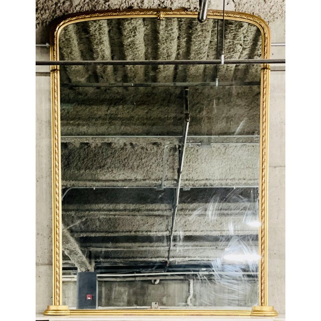Wood A 19th Century French Over the Mantle Mirror, Monumental, Standing For Sale - Image 7 of 13