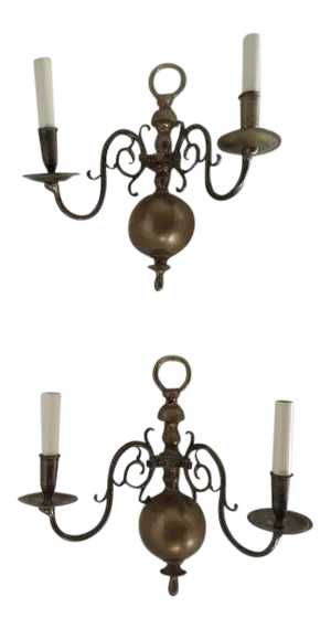 19th Century Dutch Brass Wall Sconces - A Pair