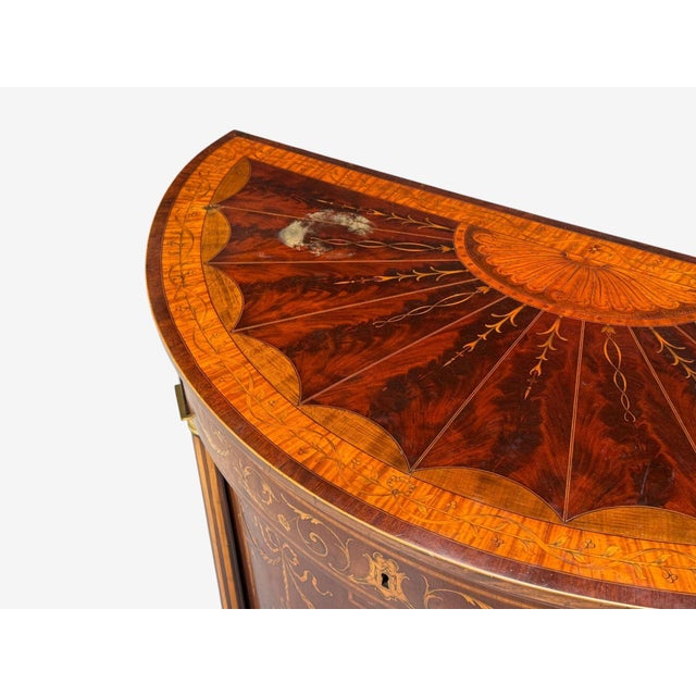 A Pair of Italian Neoclassical, Marquetry, Satinwood, Demilune Chests, Italy, 19th C. For Sale - Image 14 of 18