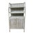 Vintage White Wicker Étagère With Double Door Cabinet & Curved Frame For Sale