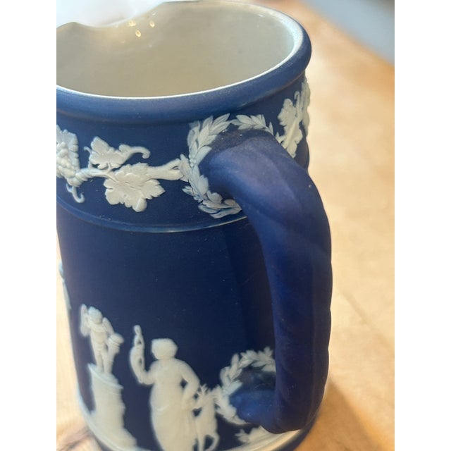 Neoclassical Late 19th Century Victorian Wedgewood Portland Blue Jasperware Pitcher For Sale - Image 3 of 12