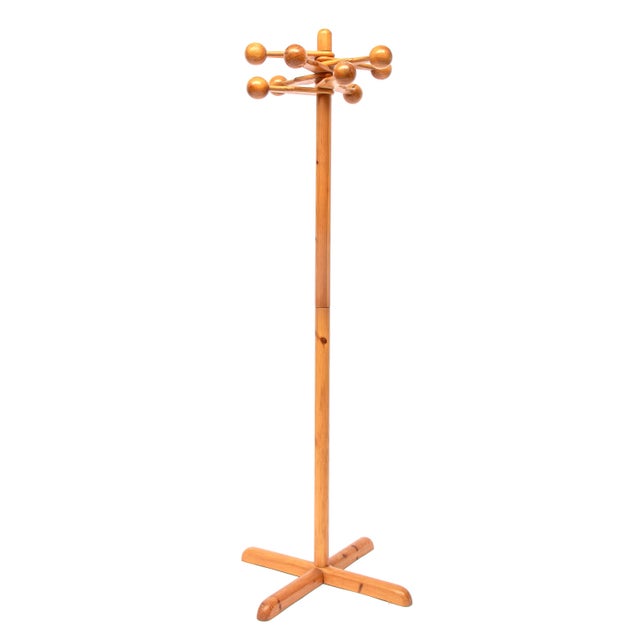 Brown Mid-Century Danish Coat Hanger in Pine by Reiner Daumiller, Sweden, 1970s For Sale - Image 8 of 8