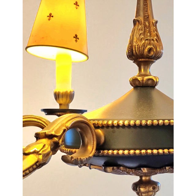 Large Antique French Brass Chandelier, 1900s For Sale - Image 9 of 12