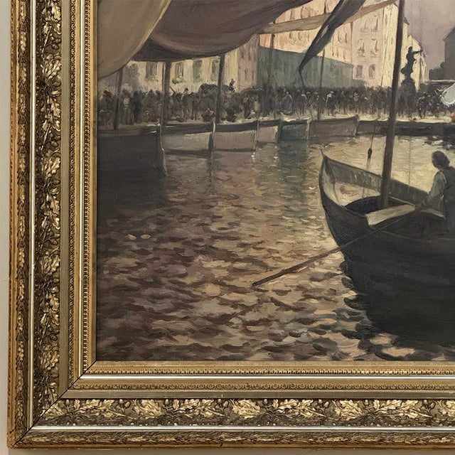 Grand Signed Oil Painting on Canvas by Luigi Tafani, 'View of Venice' Dated 1903 For Sale - Image 10 of 16