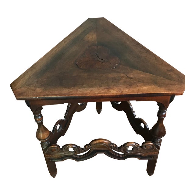 Kittinger Buffalo Spanish Renaissance Walnut Triangle Occasional Side