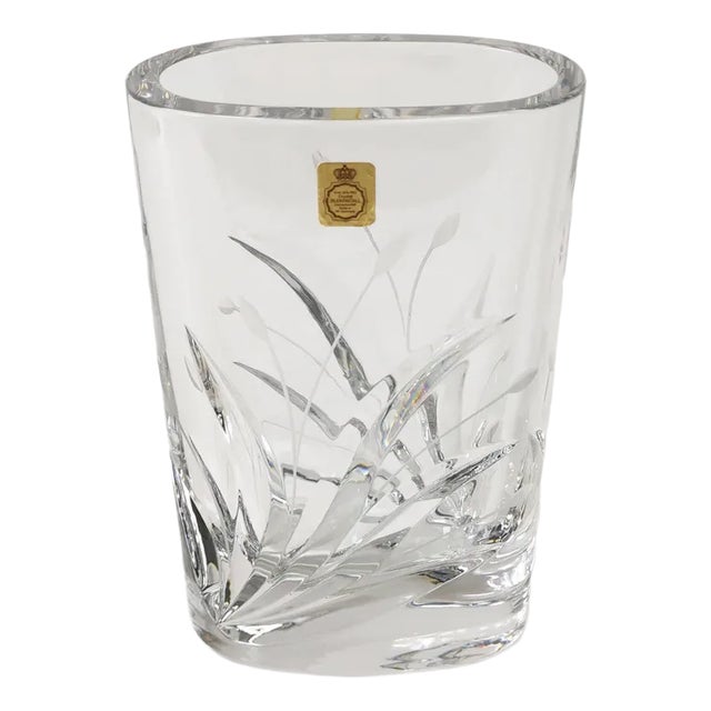 German Oval Crystal Vase from Bleikristal, 1960s For Sale