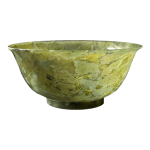 Antique Chinese Carved Spinach Jade Bowl