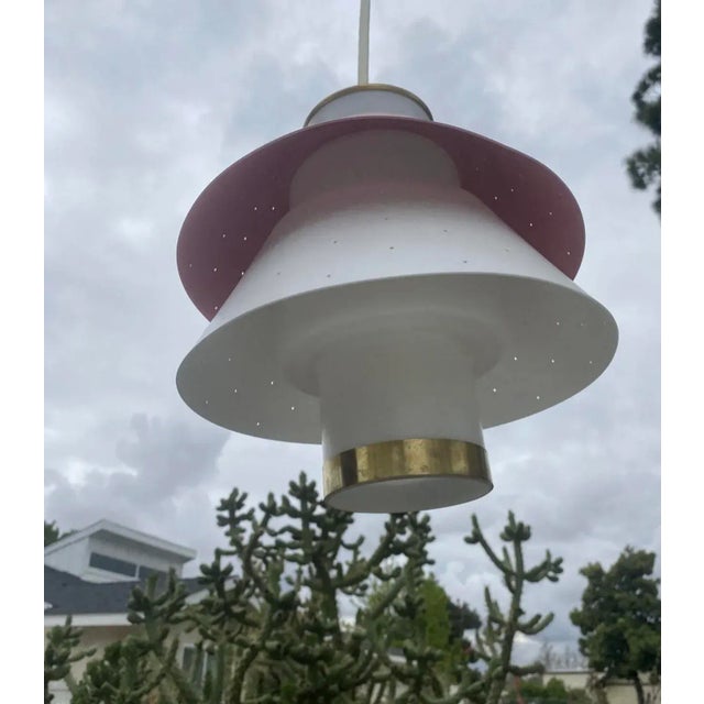 Mid-Century Modern 1950s Mid Century Modern Ufo Diner Coffee Shop Pink Hanging Ceiling Lamp For Sale - Image 3 of 10