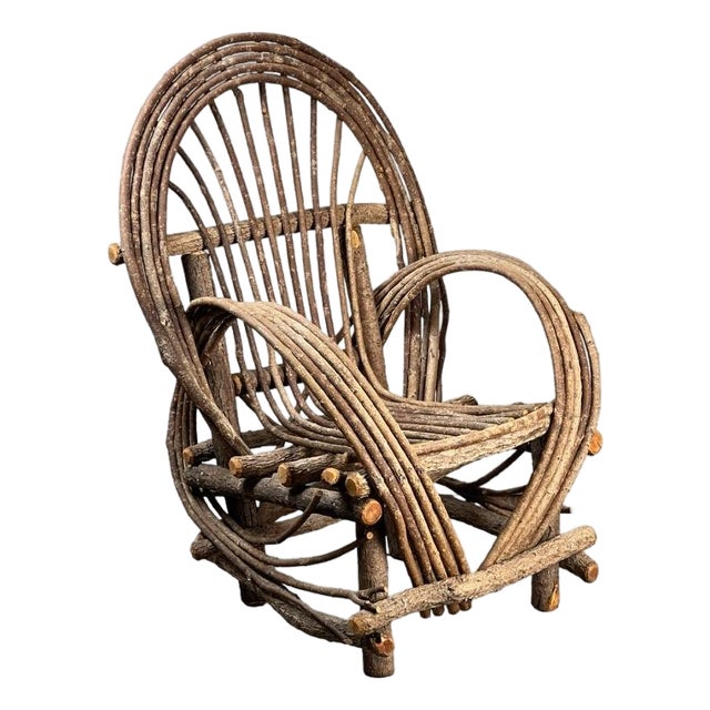 Vintage Adirondack Bent Willow Arm Chair For Sale