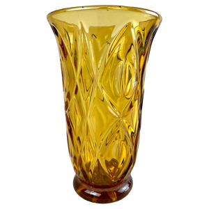 20th Century Art Deco Glass Vase in Amber Colored, Austria, 1920s