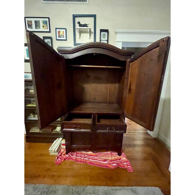 Mexican Hacienda-Style Pine Armoire With Iron Hardware For Sale - Image 9 of 9