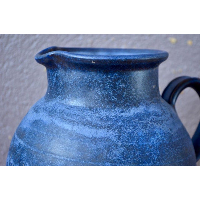Ceramic Blue Ceramic Pitcher Vase with Flow by Töpfer Julchen For Sale - Image 7 of 10