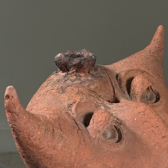 Vintage Surrealist Minotaur Terracotta Portrait Candelabra For Sale - Image 9 of 9