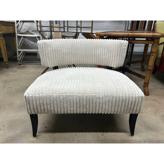 Pair Of James Mont attributed Lounge Chairs. Glamorous and comfortable large pair of Mid-Century Modern upholstered lounge...