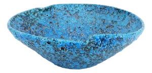 Turquoise Blue Sea Foam and Enamelled Ceramic Fruit Bowl, 1950