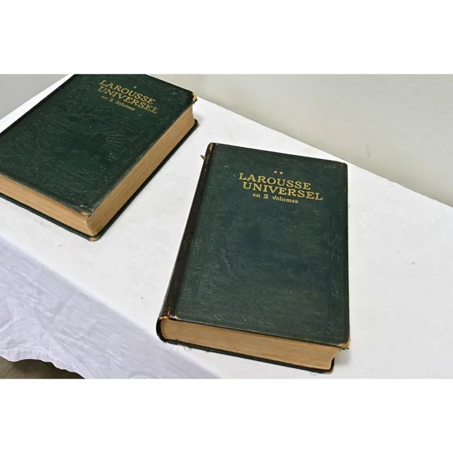 French Leather Bound Set of Larousse Encyclopedic Dictionaries - Set of 2 For Sale In Baton Rouge - Image 6 of 7