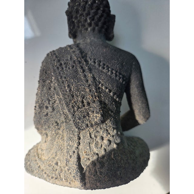 Gray Cast Stone Seated Tibetan Buddha For Sale - Image 8 of 14