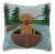 Golden Lab Canoeing Hook Pillow, 16" x 16" For Sale