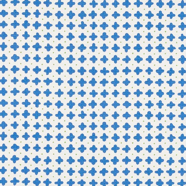 Sample - Schumacher X Vera Neumann Polka Fabric in Blue For Sale