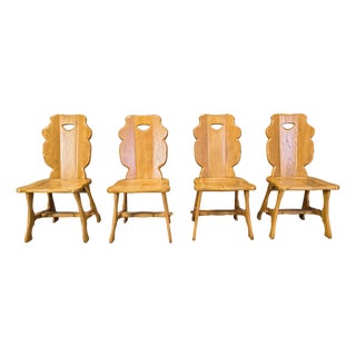 Vintage Rustic Dining Chairs, 1960s, Set of 4 For Sale