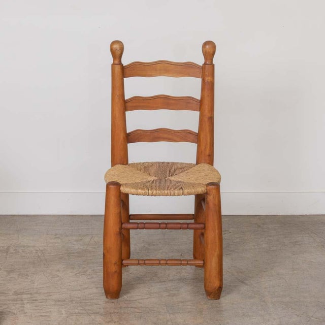French 1950s French Wood and Woven Chairs Attributed to Charles Dudouyt, Set of 4 For Sale - Image 3 of 11
