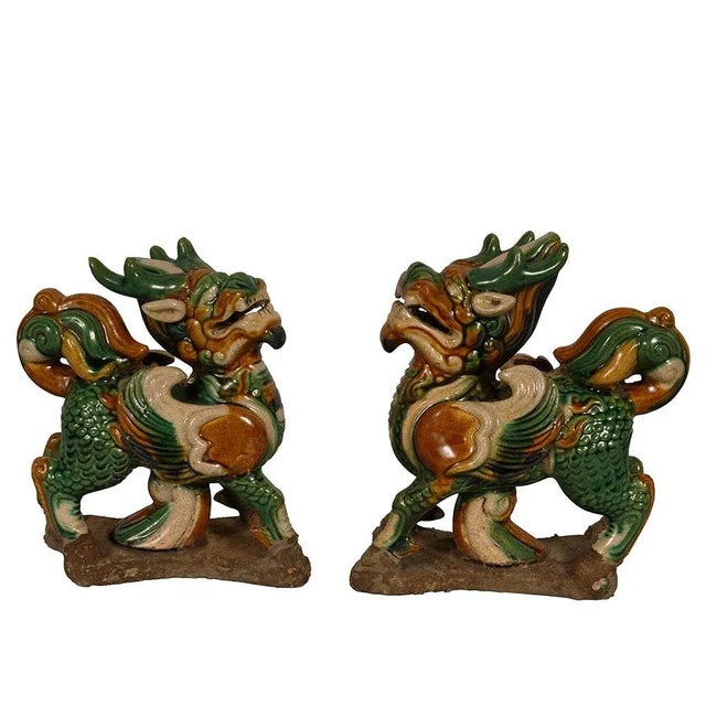 Vintage Chinese Ceramic Glaze KiLim Statuary - a Pair For Sale - Image 9 of 9