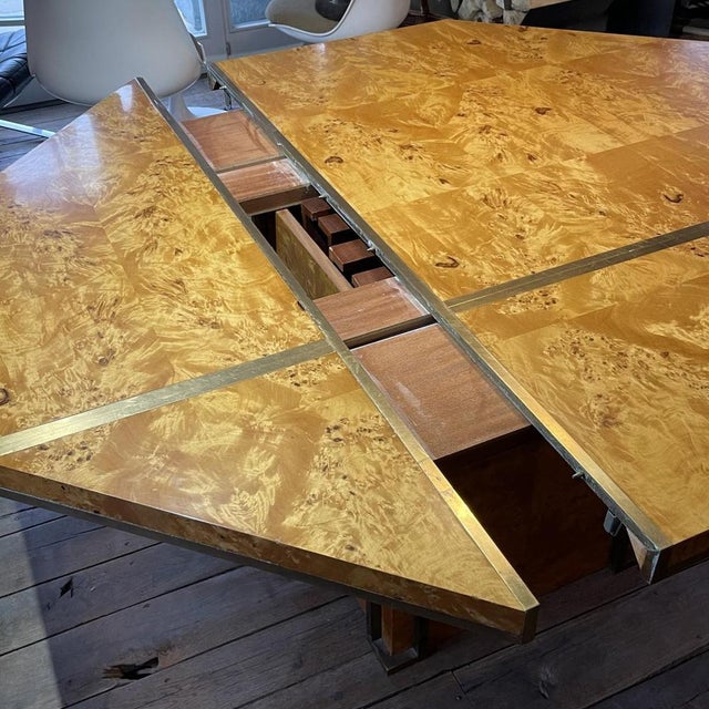 Brown Vintage Hollywood Regency Dining Table by Jean-Claude Mahey, 1970 For Sale - Image 8 of 18