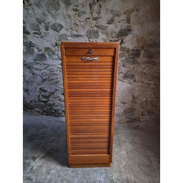 Vintage Oak Roll Top Cabinet, France, 1960s For Sale - Image 11 of 18